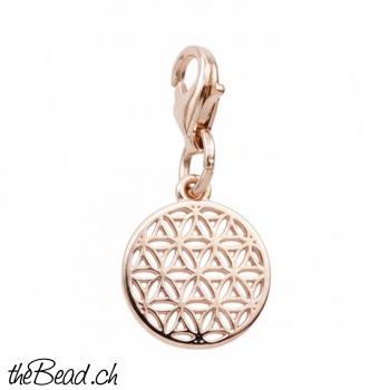 kleiner Charm BLUME des LEBENS 925 Sterling Silber rosevergoldet
