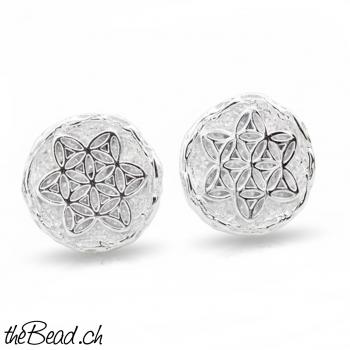 kleine Silber Ohrstecker BLUME DES LEBENS