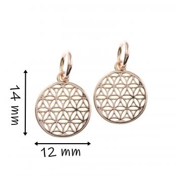 Preview: Zwei BLUME DES LEBENS rosevergoldete Einhänger für LOOPIE Creolen Preview: earrings