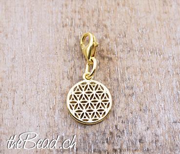 gold vergoldete blume des lebens Charm 925 silber