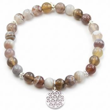 Armband mit BLUME des LEBENS Anhänger & Botswana Achat