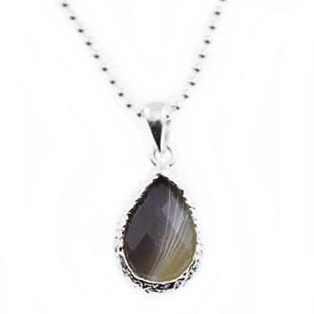 collier botswana agate silver jewelry