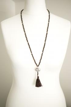 Preview: Halskette HAPPY BUDDHA mit Bronzit Perlen, 80 cm lang Preview: halskette mit buddha perle