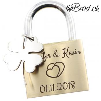 Love Lock with clover leaf pendant