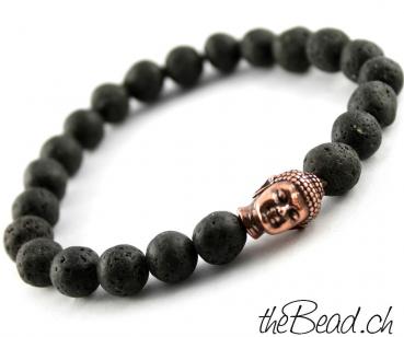 Lavaperlen  Armband BUDDHA copper