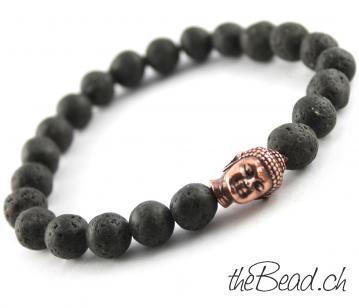 Lavaperlen - Armband mit  Buddha