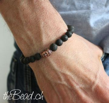 Perlenarmband aus Lava mit Buddha von theBead.ch