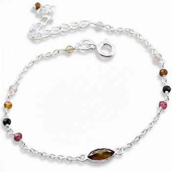 Silber Armband mit bunten Turmalin Edelsteinen