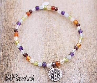 Armband CHAKRA mit Blume des Lebens Anhänger