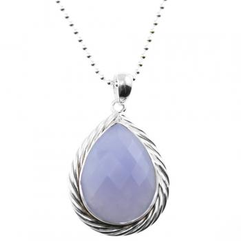 silver necklace with calcedony pendant