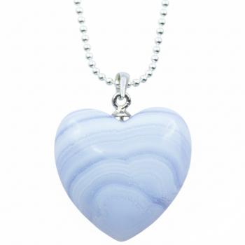 Silberhalskette mit Chalcedon HERZ Anhänger
