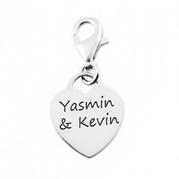 Charm HERZ mit Wunsch - Gravur 925 Sterling Silber