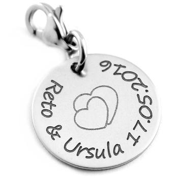 stainless steel charm with engraving