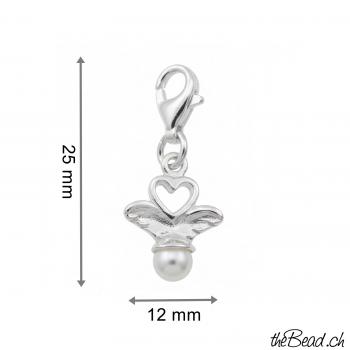 silber Charm Engelsflügel mit Karabiner