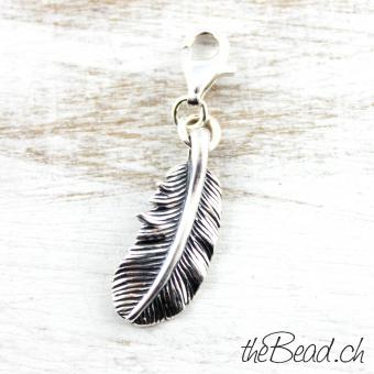 feather Charm Silver Sterling