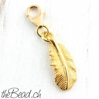 FEATHER Charm 925 Sterling Silver