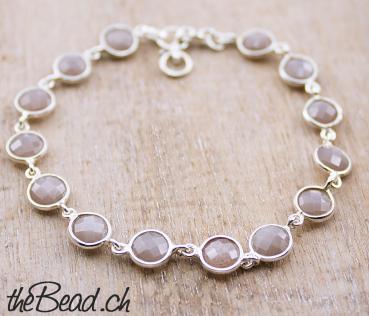 nice chocolate moonstone silver bracelet