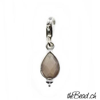 chocolate moonstone silver charm