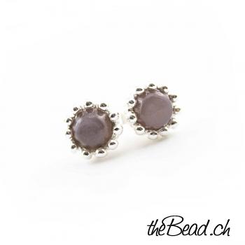 chocolate moonstone earrings made of 925 sterling and moonstone