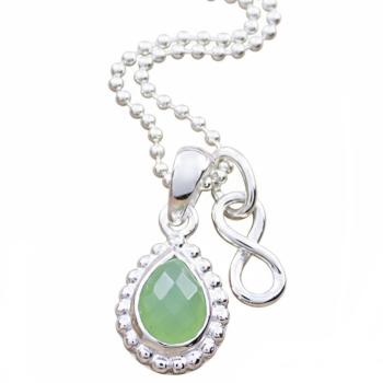 Silberkette mit Tropfen CHRYSOPRAS & INFINITY Anhänger