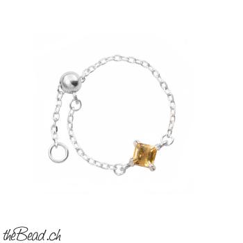verstellbarer ONE SIZE Fingerring mit Citrin Stein