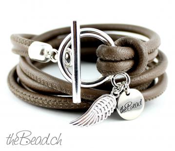 Taupe Damen Lederarmband mit Knebelverschluss theBead