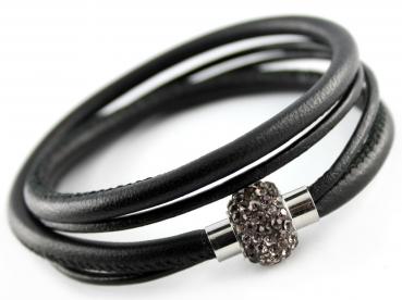 Damen Lederarmband mit Glitzer - Magnetverschluss