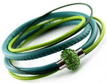 Damen Lederarmband mit Glitzer - Magnetverschluss