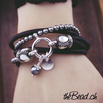 lederarmband wickelarmband mit muschelkern perlen