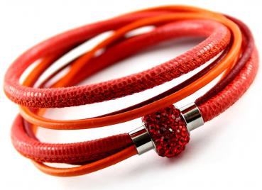 Damen Lederarmband mit Glitzer - Magnetverschluss