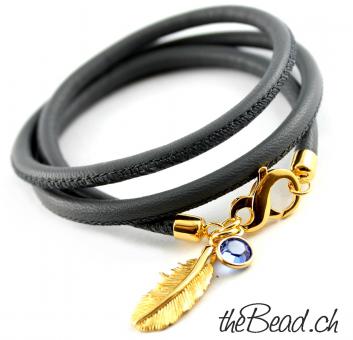 Damen Lederarmband GOLD FEATHER