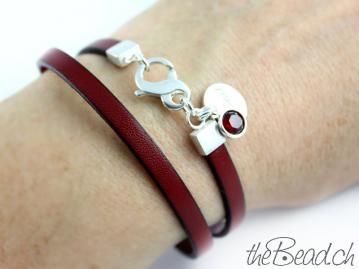 Leather Bracelet in red theBead