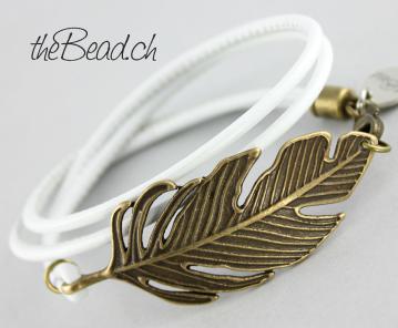 * SALE * Damen Lederarmband mit Vintage-Style Feder