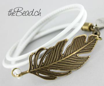 leather bracelet with vintage style feather