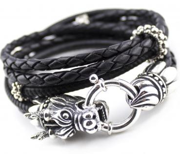 Armband aus Leder mit Drachenkopf theBead