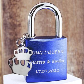 Alu Love Lock KING & QUEEN with crown pendants