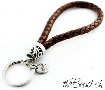 keychain LUXUS in braun / light brown