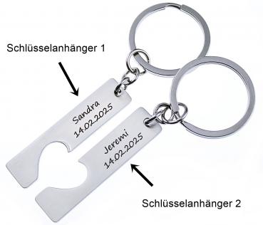 Edelstahl Freundschafts - Schlüsselanhänger mit Gravur