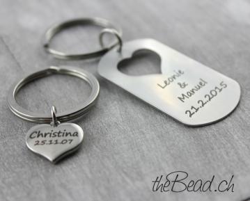 keychain hearts made of stainless steel