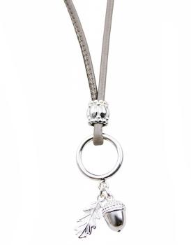 Lederhalskette AUTUMN mit Eichel & Eichenblatt Anhänger