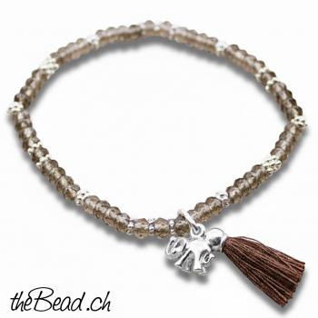 RAUCHQUARZ Armband mit kleinem ELEFANT
