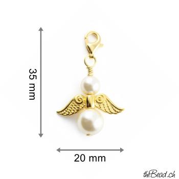 Preview: vergoldeter ENGEL Charm, Perlenfarbe zur Wahl! Preview: thebead onlineshop modeschmuck Unikatschmuck von theBead atelier
