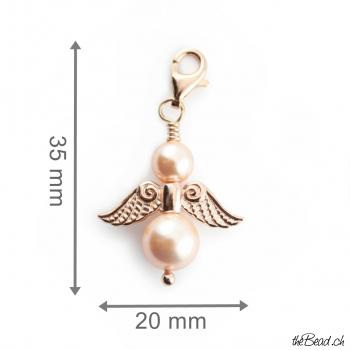 Preview: Charm ENGEL 925 Silber rose vergoldet , Perlenfarbe zur Wahl! Preview: Engel Charms mit perlen Farbe zur Wahl in rosevergoldet und gold und silber 925 bei thebead