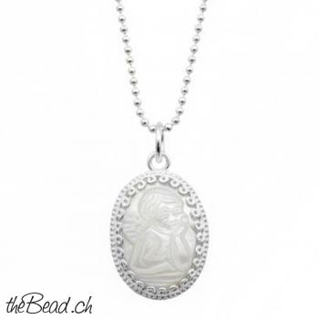 Perlmutt ENGEL Silberhalskette mit Anhänger