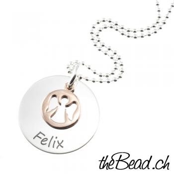 engel rosegold Gravur Halskette mit Stern thebead