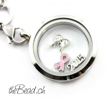 Preview: ROSA SCHLEIFE, Inlay zum Einlegen in LA VIE Medaillons Preview: Medaillons onlineshop in der Schweiz