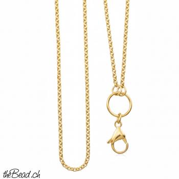 2 mm goldfarbene Erbskette mit grossem Karabiner, 70 oder 80 cm