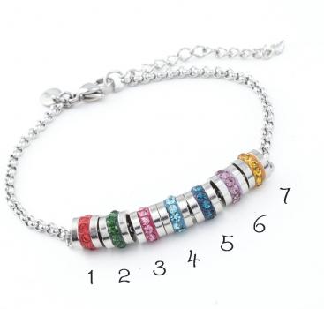 Preview: FAMILIEN & FREUNDSCHAFTS - ARMBAND mit Geburtsmonat Kristallperlen zur Wahl Preview: glitzerperlen Armband mit braunen Perlen und bunten kristallen theBead