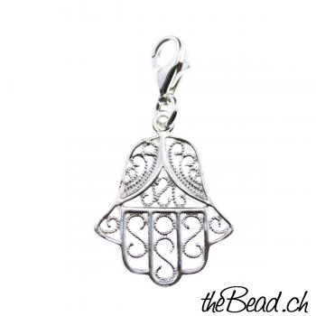 glückshand hamsa hand charm aus 925 silber karabiner anhänger charm