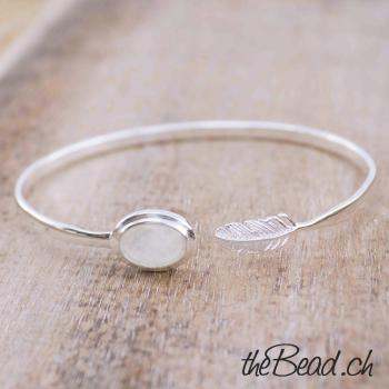 feather, bracelet, moonstone